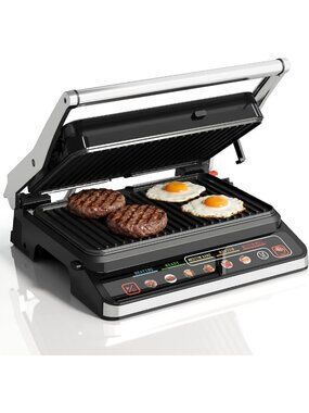 3-in-1 Electric Grill & Panini Press with Removable Plates, 1600W, 8 Modes